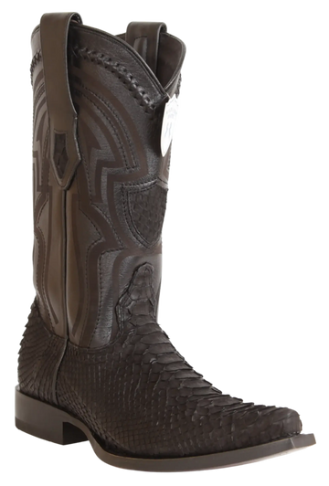 Wild West 294LIN5705 Men's Nubuck Black Genuine Python Snip Toe Cowboy Boots