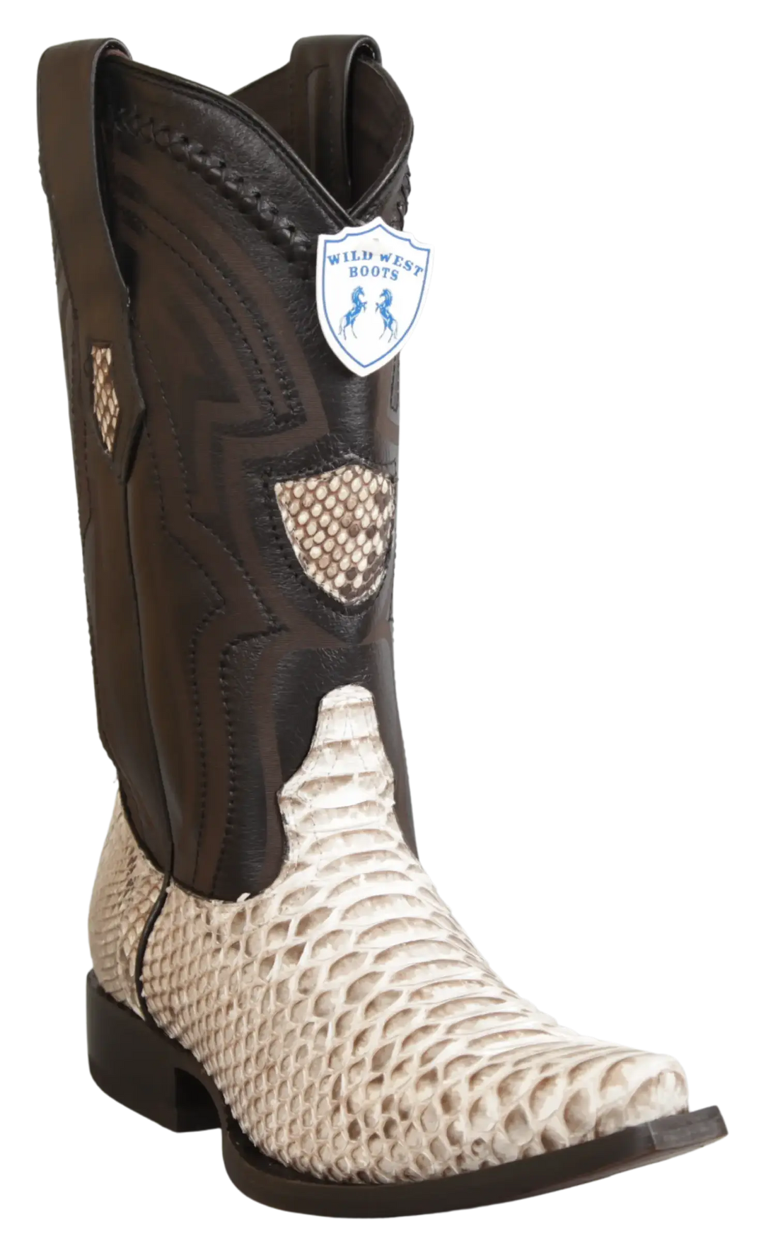 Wild West 294LIN5749 Men's Nubuck Natural Genuine Python Snip Toe Cowboy Boots