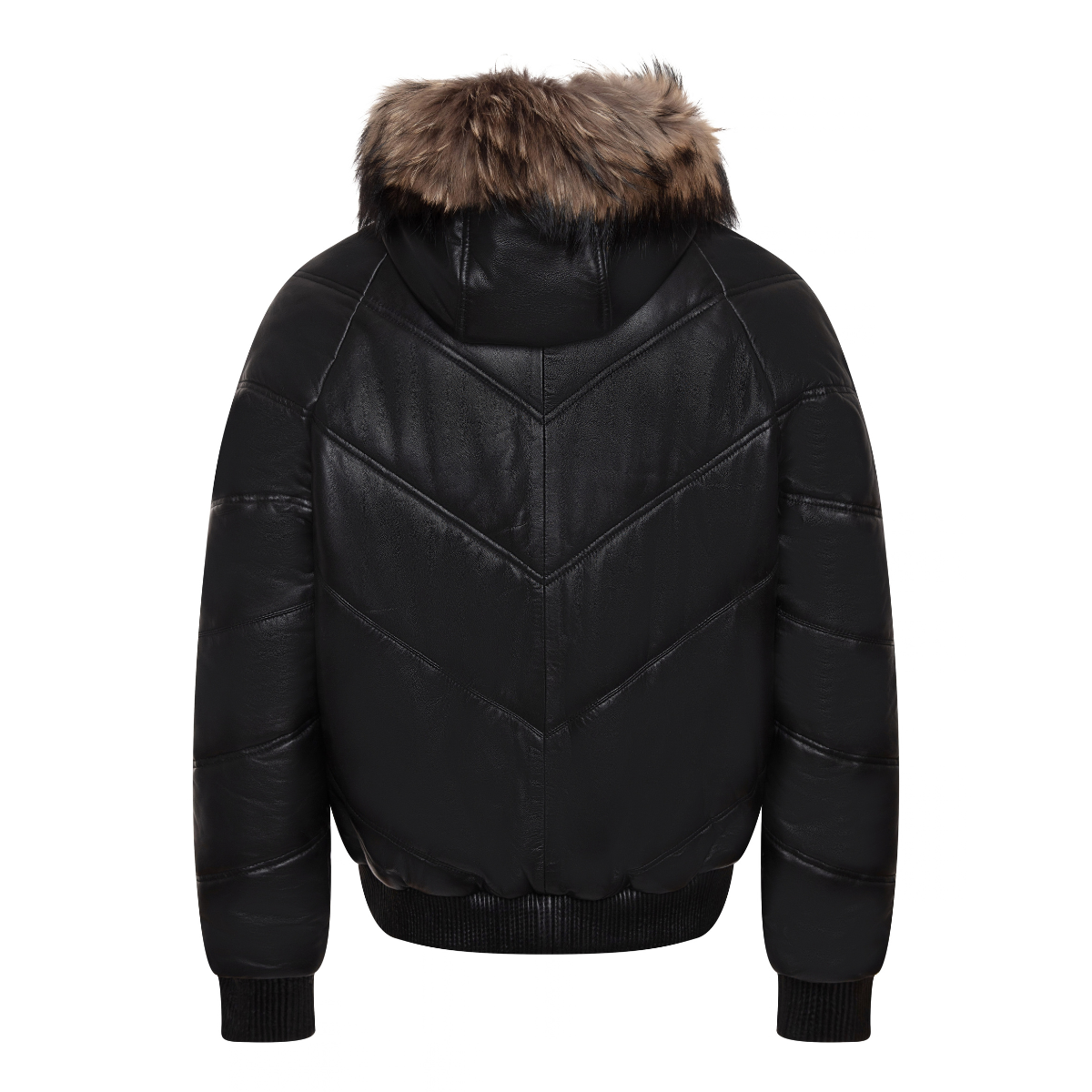 Jakewood 2950H Black Genuine Quilted Leather Bomber Jacket