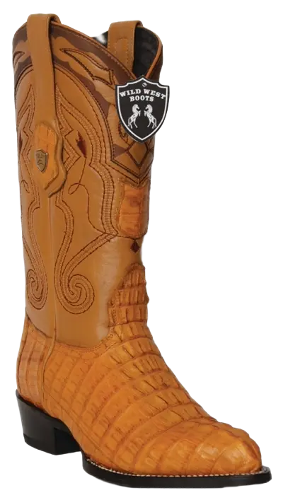 Wild West 2990102 Men's Buttercup Genuine Caiman Crocodile Tail J Toe Cowboy Boots