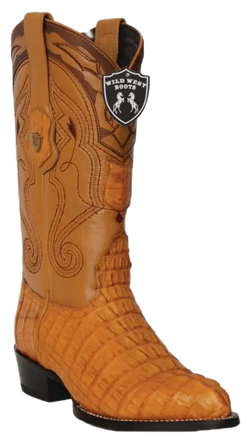 Wild West 2990102 Men's Buttercup Genuine Caiman Crocodile Tail J Toe Cowboy Boots