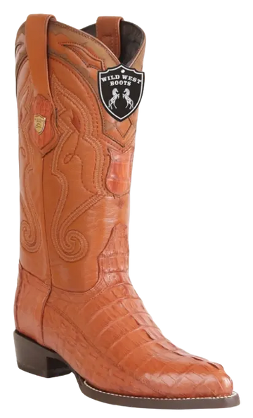 Wild West 2990103 Men's Cognac Genuine Caiman Crocodile Tail J Toe Cowboy Boots