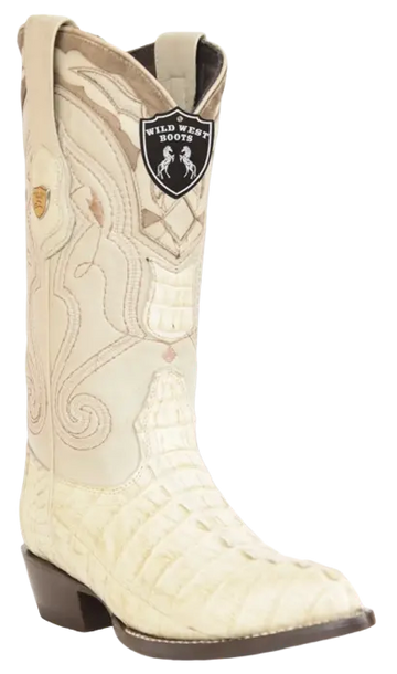 Wild West 2990104 Men's Winter White Genuine Caiman Crocodile Tail J Toe Cowboy Boots