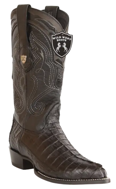 Wild West 2990105 Men's Black Genuine Caiman Crocodile Tail J Toe Cowboy Boots
