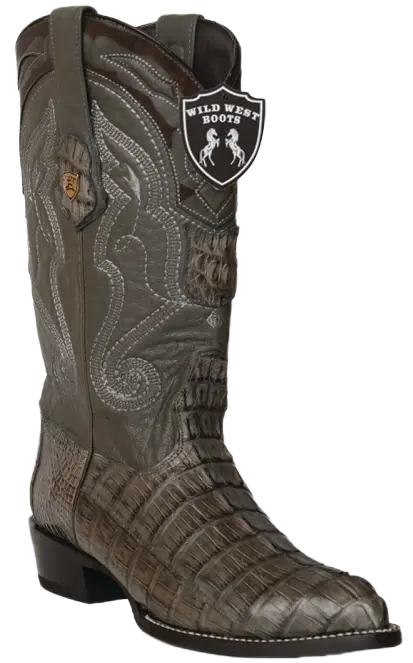 Wild West 2990109 Men's Gray Genuine Caiman Crocodile Tail J Toe Cowboy Boots