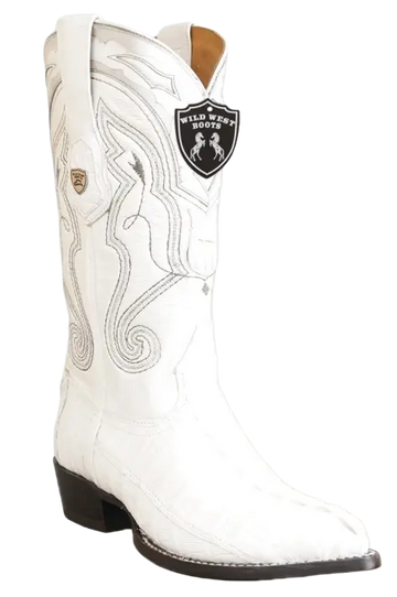 Wild West 2990128 Men's White Genuine Caiman Crocodile Tail J Toe Cowboy Boots