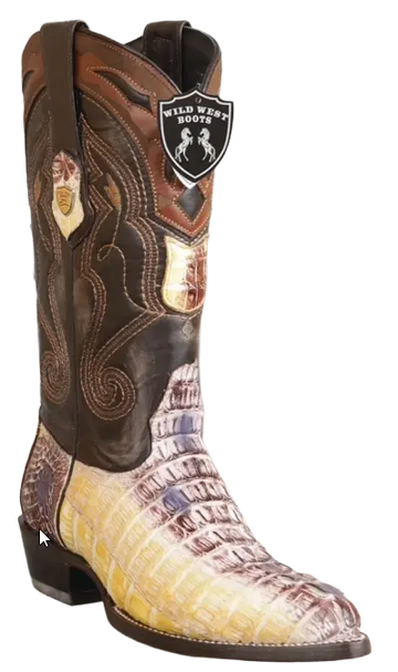 Wild West 2990149 Men's Natural Genuine Caiman Crocodile Tail J Toe Cowboy Boots