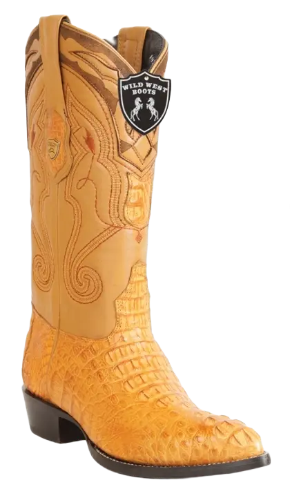 Wild West 2990202 Men's Buttercup Genuine Caiman Crocodile Hornback J Toe Cowboy Boots