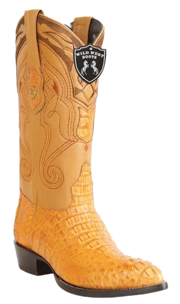 Wild West 2990202 Men's Buttercup Genuine Caiman Crocodile Hornback J Toe Cowboy Boots