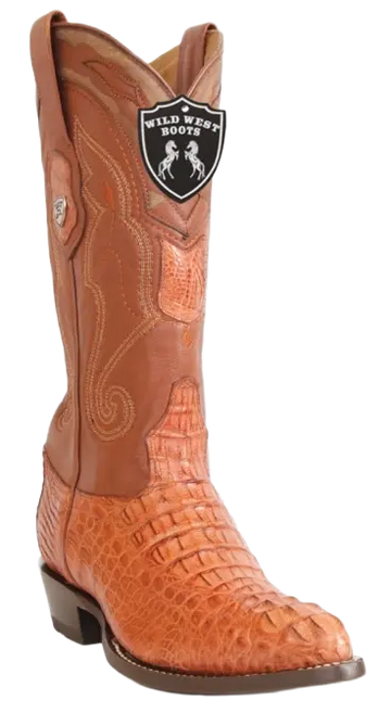 Wild West 2990203 Men's Cognac Genuine Caiman Crocodile Hornback J Toe Cowboy Boots