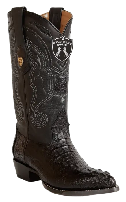 Wild West 2990205 Men's Black Genuine Caiman Crocodile Hornback J Toe Cowboy Boots