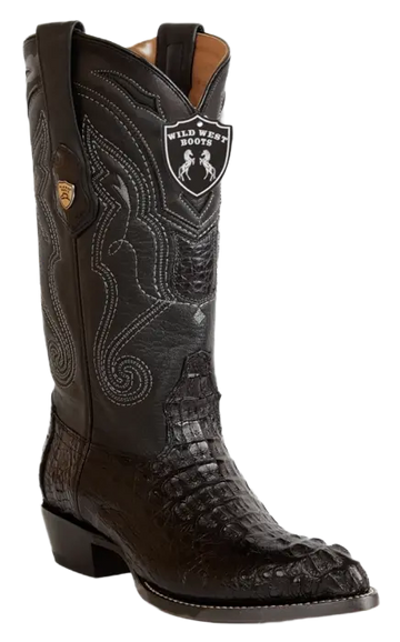 Wild West 2990205 Men's Black Genuine Caiman Crocodile Hornback J Toe Cowboy Boots