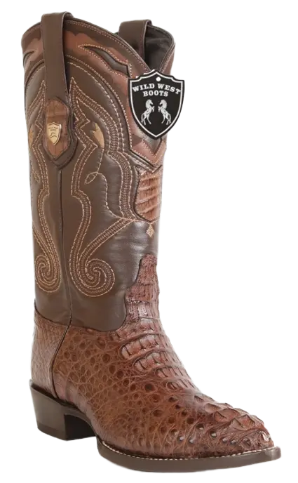 Wild West 2990207 Men's Brown Genuine Caiman Crocodile Hornback J Toe Cowboy Boots