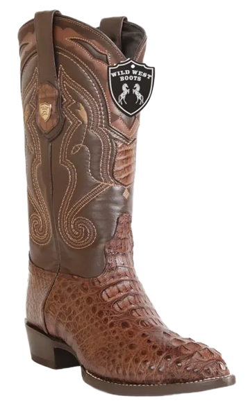 Wild West 2990207 Men's Brown Genuine Caiman Crocodile Hornback J Toe Cowboy Boots