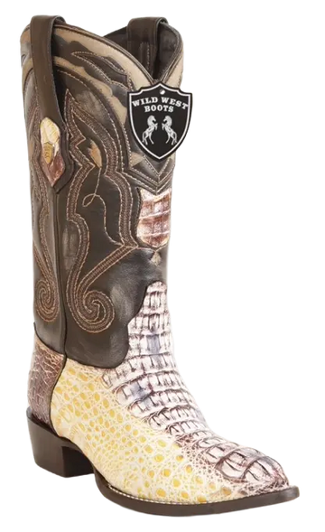 Wild West 2990249 Men's Natural Genuine Caiman Crocodile Hornback J Toe Cowboy Boots