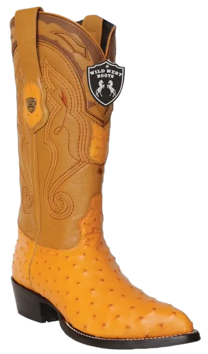Wild West 2990302 Men's Buttercup Genuine Ostrich J Toe Cowboy Boots