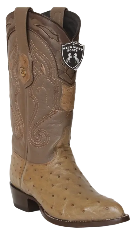 Wild West 2990365 Men's Mink Genuine Ostrich J Toe Cowboy Boots