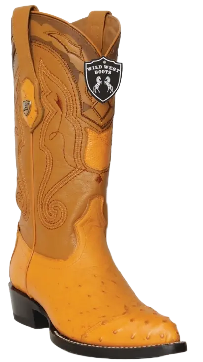 Wild West 2990402 Men's Buttercup Genuine Smooth Ostrich J Toe Cowboy Boots