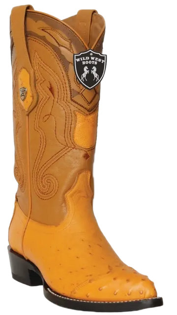 Wild West 2990402 Men's Buttercup Genuine Smooth Ostrich J Toe Cowboy Boots