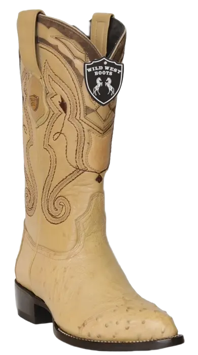 Wild West 2990411 Men's Oryx Genuine Smooth Ostrich J Toe Cowboy Boots