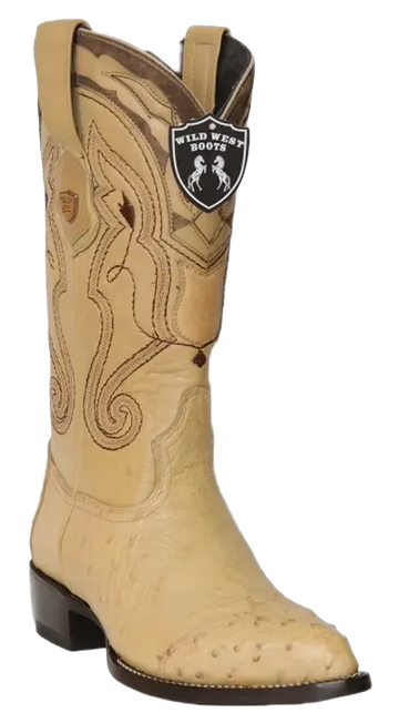 Wild West 2990411 Men's Oryx Genuine Smooth Ostrich J Toe Cowboy Boots