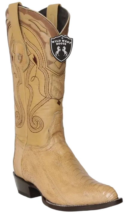 Wild West 2990511 Men's Oryx Genuine Ostrich Leg J Toe Cowboy Boots