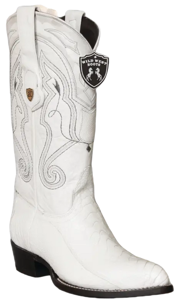 Wild West 2990528 Men's White Genuine Ostrich Leg J Toe Cowboy Boots