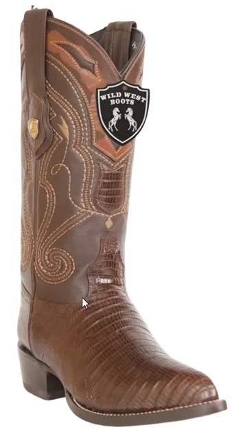 Wild West 2990707 Men's Brown Genuine Teju Lizard J Toe Cowboy Boots