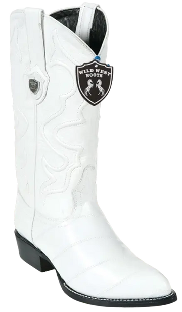 Wild West 2990828 Men's White Genuine Eel J Toe Cowboy Boots