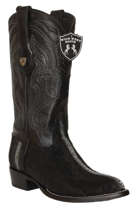 Wild West 2991105 Men's Black Genuine Rowstone Stingray J Toe Cowboy Boots