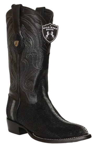 Wild West 2991105 Men's Black Genuine Rowstone Stingray J Toe Cowboy Boots