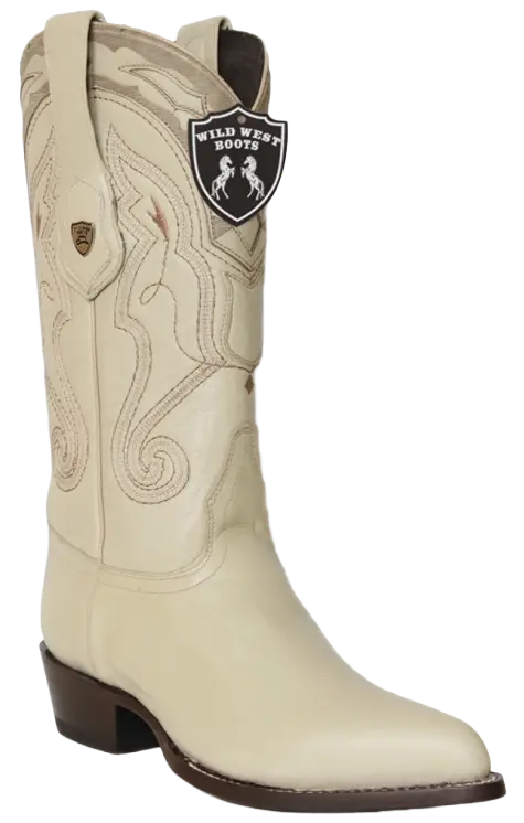 Wild West 2995104 Men's Winter White Genuine Leather J Toe Cowboy Boots