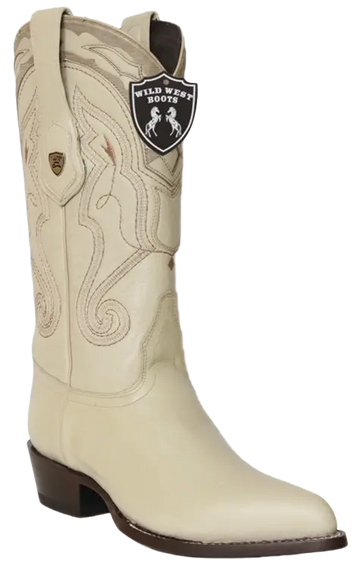 Wild West 2995104 Men's Winter White Genuine Leather J Toe Cowboy Boots