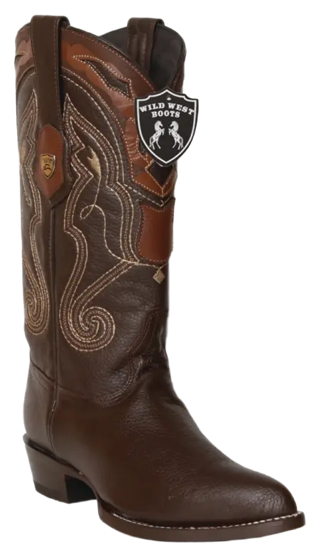 Wild West 2995107 Men's Brown Genuine Leather J Toe Cowboy Boots