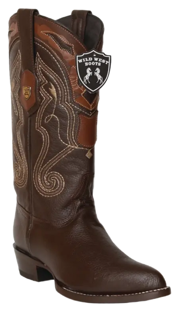 Wild West 2995107 Men's Brown Genuine Leather J Toe Cowboy Boots