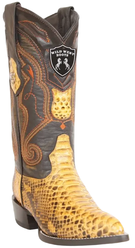 Wild West 2995702 Men's Buttercup Genuine Python J Toe Cowboy Boots