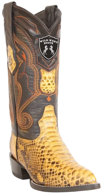 Wild West 2995702 Men's Buttercup Genuine Python J Toe Cowboy Boots
