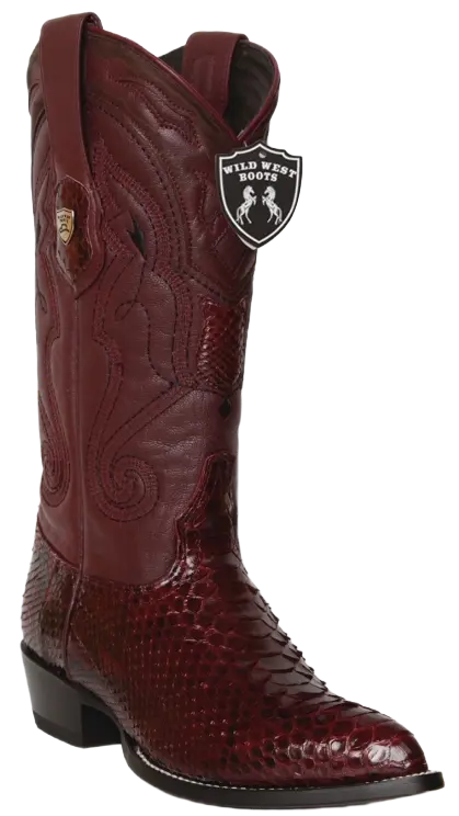 Wild West 2995706 Men's Burgundy Genuine Python J Toe Cowboy Boots