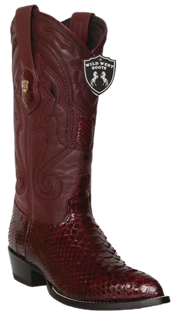 Wild West 2995706 Men's Burgundy Genuine Python J Toe Cowboy Boots