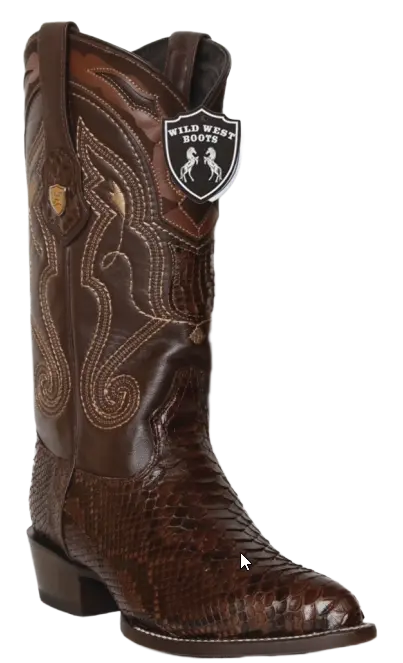 Wild West 2995707 Men's Brown Genuine Python J Toe Cowboy Boots