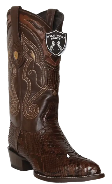 Wild West 2995707 Men's Brown Genuine Python J Toe Cowboy Boots