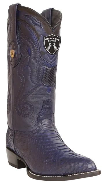 Wild West 2995710 Men's Navy Blue Genuine Python J Toe Cowboy Boots