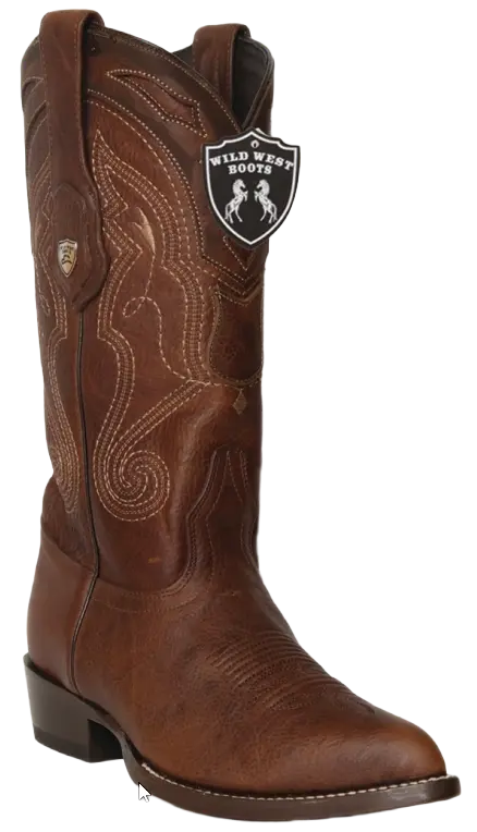 Wild West 2999940 Men's Walnut Genuine Leather J Toe Cowboy Boots