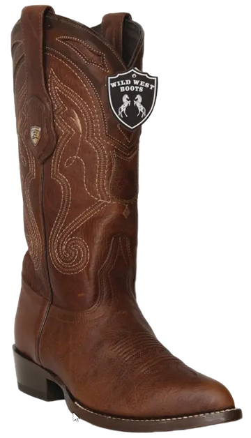 Wild West 2999940 Men's Walnut Genuine Leather J Toe Cowboy Boots