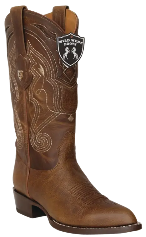 Wild West 2999951 Men's Honey Genuine Leather J Toe Cowboy Boots