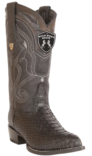 Wild West 299G5705 Men's Grasso Black Genuine Python J Toe Cowboy Boots