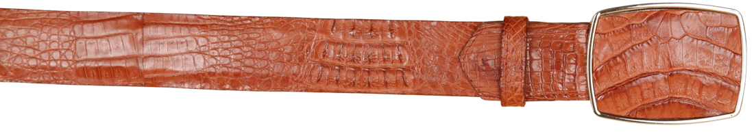 Wild West 2C11A0203 Cognac Genuine Caiman Crocodile Hornback Cowboy Belt Suit Essence