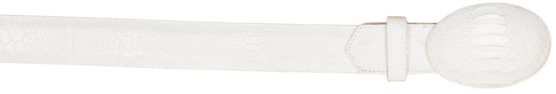 Wild West 2C11A0528 White Genuine Ostrich Leg Cowboy Belt Suit Essence