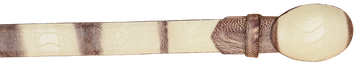 Wild West 2C11A0577 Winter White/Brown Genuine Ostrich Leg Cowboy Belt Suit Essence