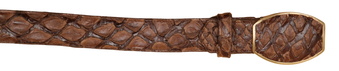 Wild West 2C11A1007 Brown Genuine Pirarucu Cowboy Belt Suit Essence